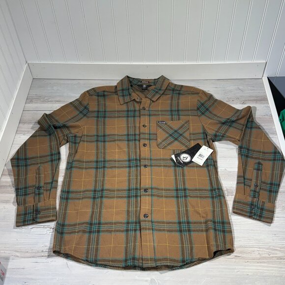 NEW‎ Volcom Mens Caden Button Up Plaid Flannel Shirt Size Medium L/S Modern Fit - Picture 1 of 8